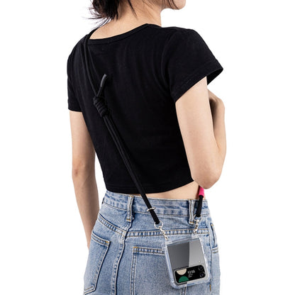 For Samsung Galaxy Z Flip3 GKK Airbag Hinge Full Coverage Phone Case with Crossbody Rope(Black)