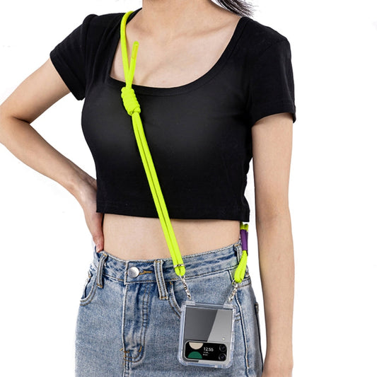 Pour Samsung Galaxy Z Flip3 GKK Étui de téléphone à couverture complète avec charnière airbag et cordon (Jaune)