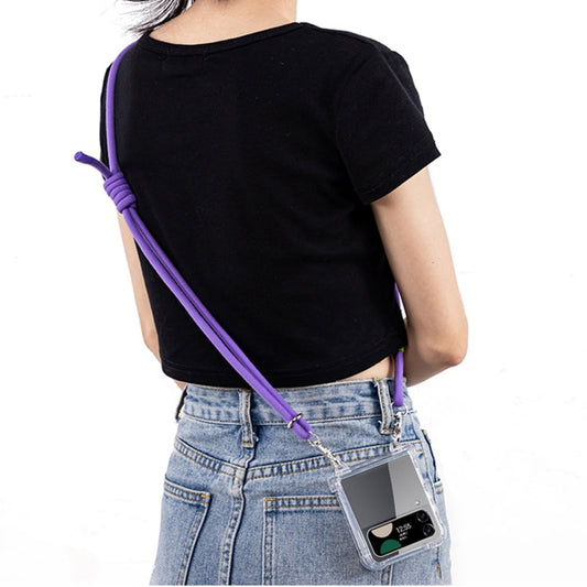 Pour Samsung Galaxy Z Flip3 GKK Airbag Charnière Coque de Téléphone à Couverture Complète avec Cordon Bandoulière (Violet)