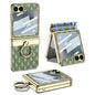 For Samsung Galaxy Z Flip6 / Flip7 FE GKK Rhombus Pattern Integrated Electroplated Leather Phone Case with Ring(Green)