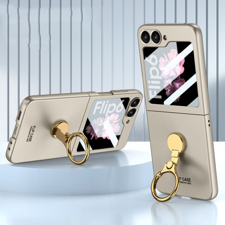 For Samsung Galaxy Z Flip6 / Flip7 FE GKK Integrated Ultra-thin Triaxial Ring Holder PC Phone Case(Titanium Grey)