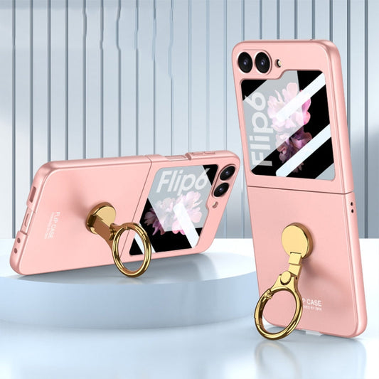 For Samsung Galaxy Z Flip6 / Flip7 FE GKK Integrated Ultra-thin Triaxial Ring Holder PC Phone Case(Pink)