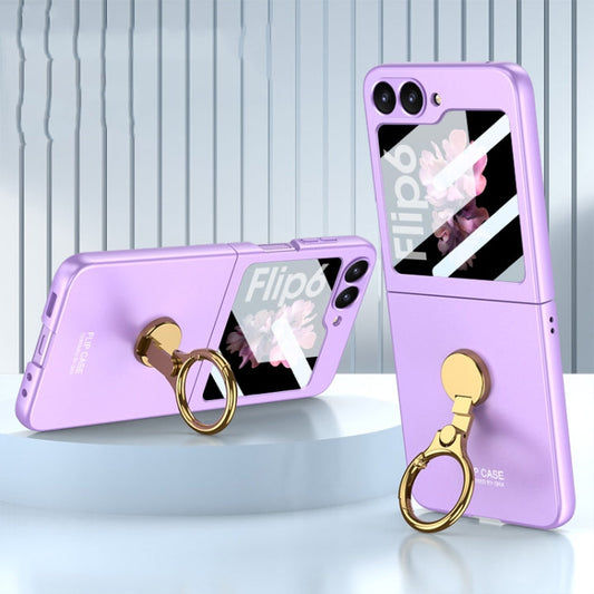 For Samsung Galaxy Z Flip6 / Flip7 FE GKK Integrated Ultra-thin Triaxial Ring Holder PC Phone Case(Purple)