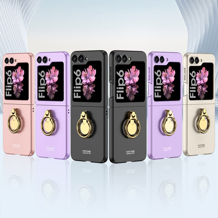 For Samsung Galaxy Z Flip6 / Flip7 FE GKK Integrated Ultra-thin Triaxial Ring Holder PC Phone Case(Purple)