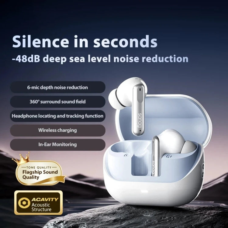Sanag T51S TWS ANC Noise Reduction Wireless Bluetooth Earphone(White)
