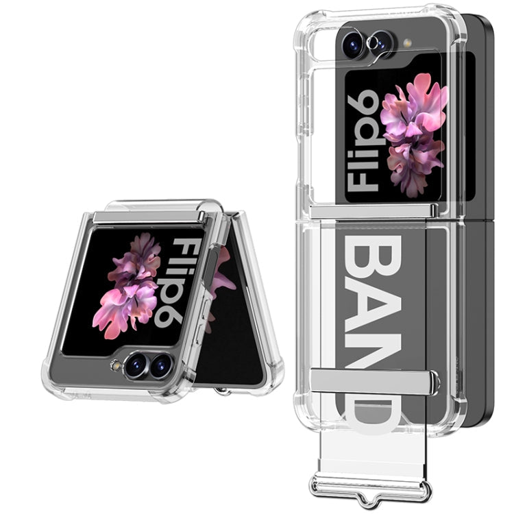 For Samsung Galaxy Z Flip6 GKK Clear Airbag Wristband Holder Phone Case(Transparent Silver)