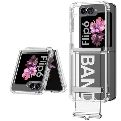 For Samsung Galaxy Z Flip6 GKK Clear Airbag Wristband Holder Phone Case(Transparent Silver)