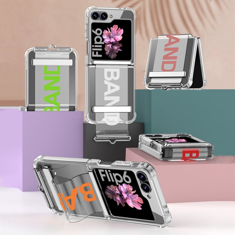 For Samsung Galaxy Z Flip6 GKK Clear Airbag Wristband Holder Phone Case(Transparent Silver)