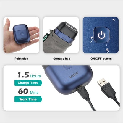 VGR V-340 5W USB Mini Portable Reciprocating Electric Shaver(Blue)