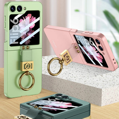 For Samsung Galaxy Z Flip6 / Flip7 FE GKK Integrated Ultra-thin Phone Case with Z Ring Holder(Green)