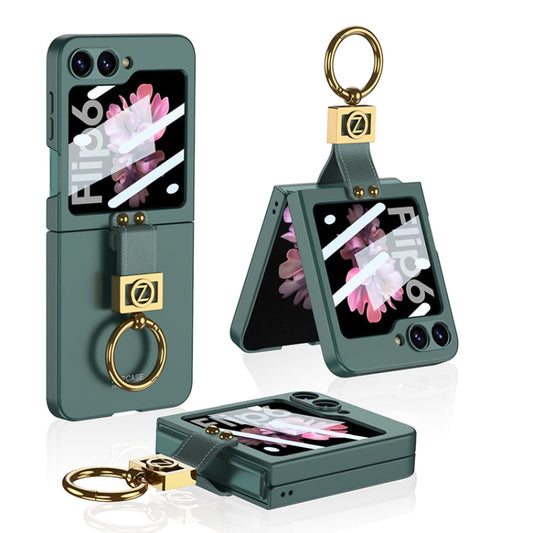 For Samsung Galaxy Z Flip6 / Flip7 FE GKK Integrated Ultra-thin Phone Case with Z Ring Holder(Green)