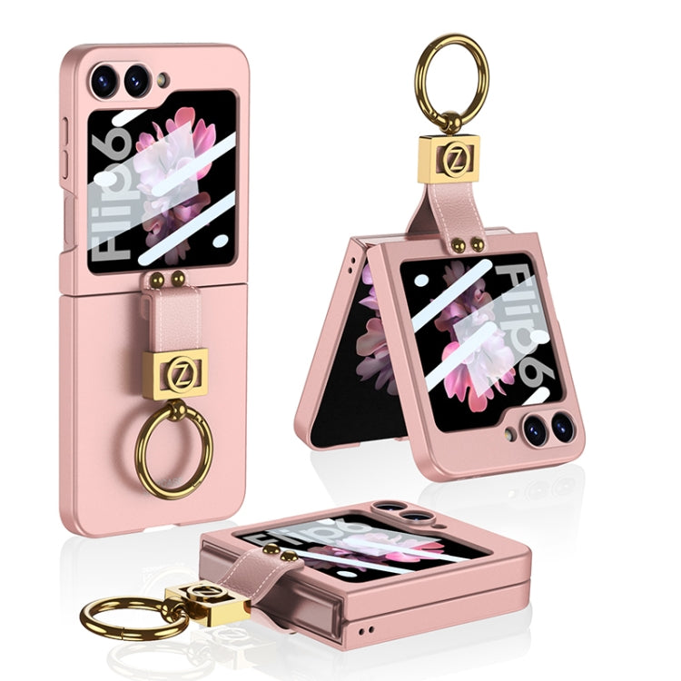 For Samsung Galaxy Z Flip6 / Flip7 FE GKK Integrated Ultra-thin Phone Case with Z Ring Holder(Pink)