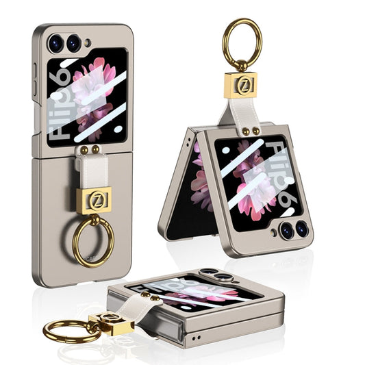 For Samsung Galaxy Z Flip6 / Flip7 FE GKK Integrated Ultra-thin Phone Case with Z Ring Holder(Titanium Grey)