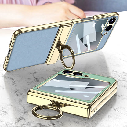 For Samsung Galaxy Z Flip6 / Flip7 FE GKK Integrated Electroplated Litchi Texture Leather Phone Case with Ring(Purple)