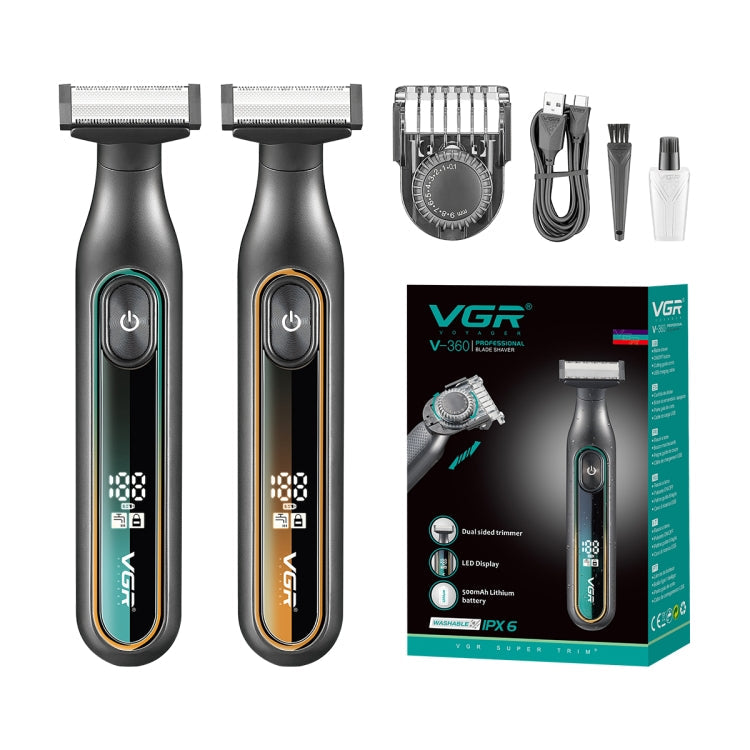 VGR V-360 5W USB Digital Display Electric T-shaped Shaver(Yellow)