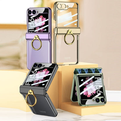 For Samsung Galaxy Z Flip6 / Flip7 FE GKK Integrated  Magnetic Folding Phantom Rotary Phone Case with Ring Holder(Purple)