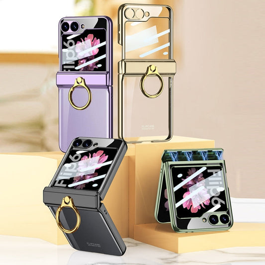 For Samsung Galaxy Z Flip6 / Flip7 FE GKK Integrated  Magnetic Folding Phantom Rotary Phone Case with Ring Holder(Champagne Gold)