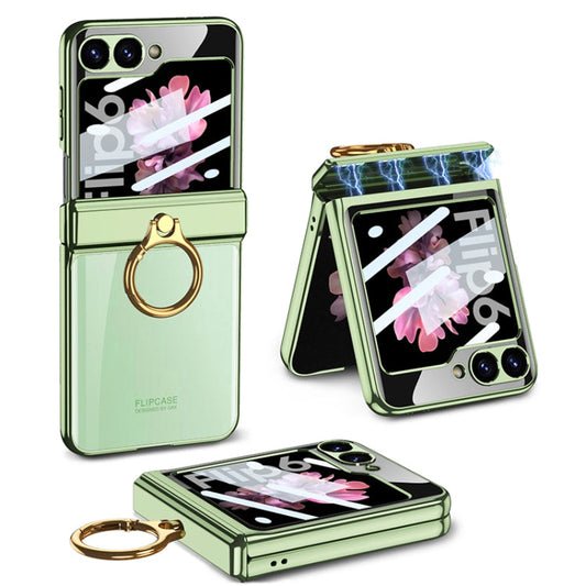 For Samsung Galaxy Z Flip6 / Flip7 FE GKK Integrated  Magnetic Folding Phantom Rotary Phone Case with Ring Holder(Green)
