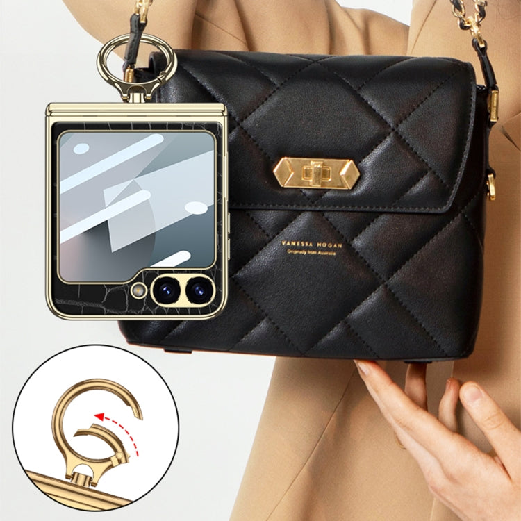 For Samsung Galaxy Z Flip7 FE / Flip6 GKK Integrated Electroplated Crocodile Texture Leather Phone Case with Ring(Python Texture)