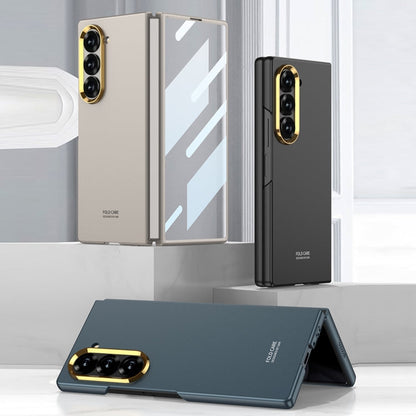 For Samsung Galaxy Z Fold6 GKK Integrated Ultra-thin Electroplating Lens Frame Phone Case(Black)