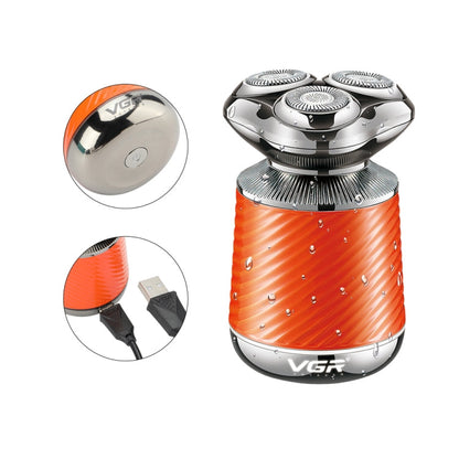 Rasoir intelligent flottant à trois têtes VGR V-391 5W USB 3 en 1 (Orange)