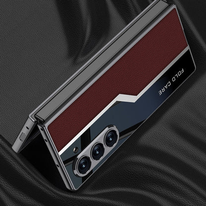For Samsung Galaxy Z Fold6 GKK Integrated Plating TPU + Leather Supercar Full Coverage Phone Case(Red)