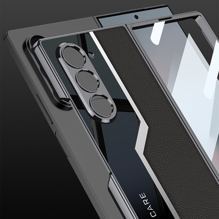 For Samsung Galaxy Z Fold6 GKK Integrated Plating TPU + Leather Supercar Full Coverage Phone Case(Black)