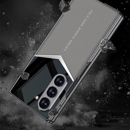 For Samsung Galaxy Z Fold6 GKK Integrated Plating Leather Knight Full Coverage Phone Case(Grey)
