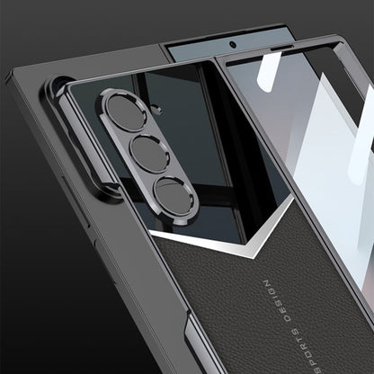 For Samsung Galaxy Z Fold6 GKK Integrated Plating Leather Knight Full Coverage Phone Case(Black)