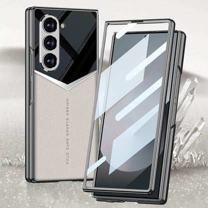 For Samsung Galaxy Z Fold6 GKK Integrated Plating Leather Knight Full Coverage Phone Case(Carbon Fibre)