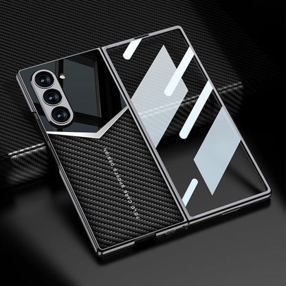 For Samsung Galaxy Z Fold6 GKK Integrated Plating Leather Knight Full Coverage Phone Case(Carbon Fibre)