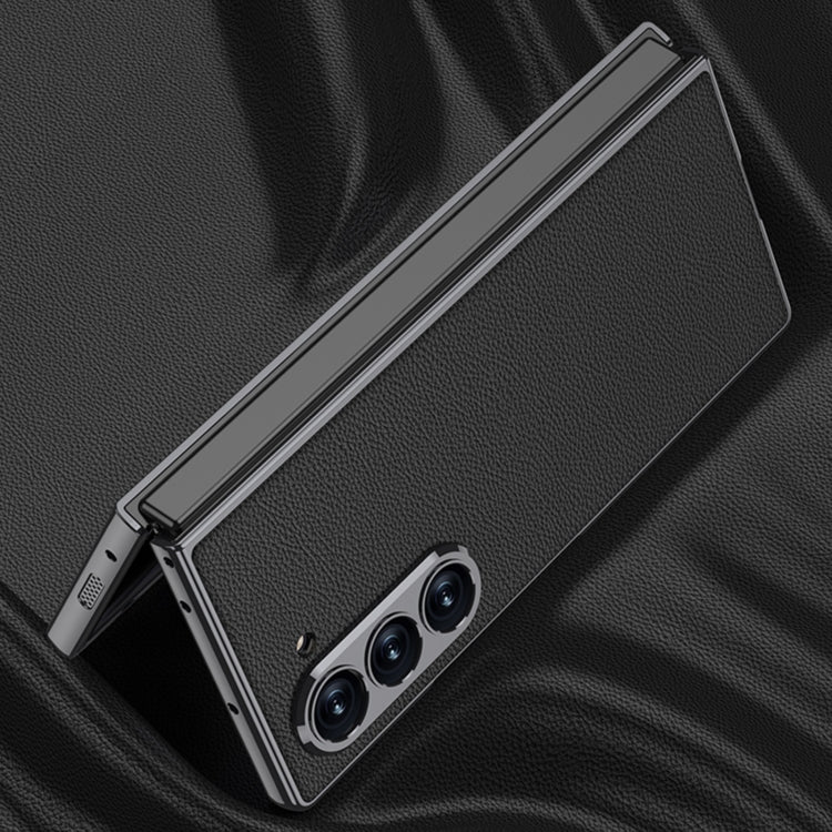 For Samsung Galaxy Z Fold6 GKK Integrated Plating Leather Full Coverage Phone Case(Carbon Fibre)