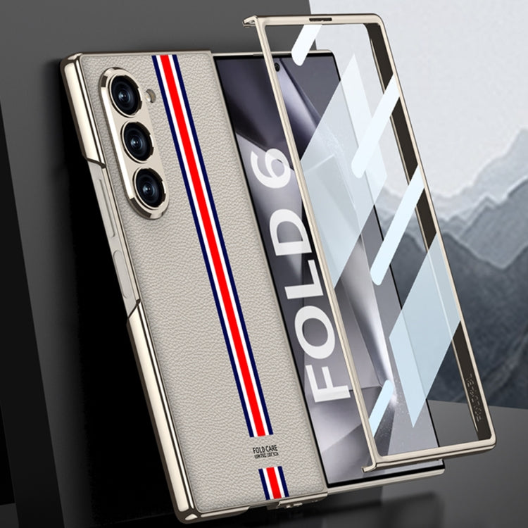 For Samsung Galaxy Z Fold6 GKK Integrated Plating Leather Full Coverage Phone Case(Special White)