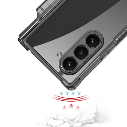 For Samsung Galaxy Z Fold6 GKK Integrated Airbag Hinge Full Coverage Phone Case with Holder / Pen Box, Not Included Pen(Transparent)