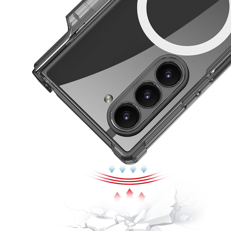 For Samsung Galaxy Z Fold6 GKK Integrated Airbag Hinge Full Coverage MagSafe Phone Case with Holder / Pen Box, Not Included Pen(Black)