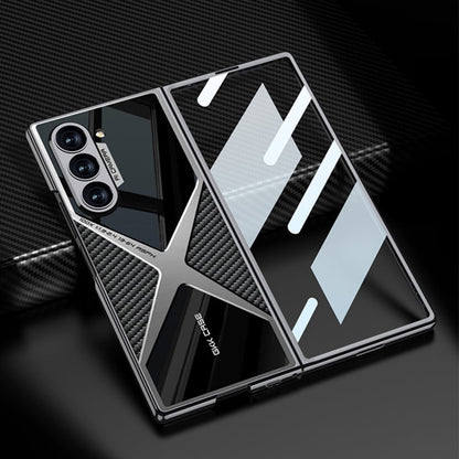 For Samsung Galaxy Z Fold6 GKK Integrated Leather Electroplating Supersonic Speed Shockproof Phone Case(Mountain Gray)