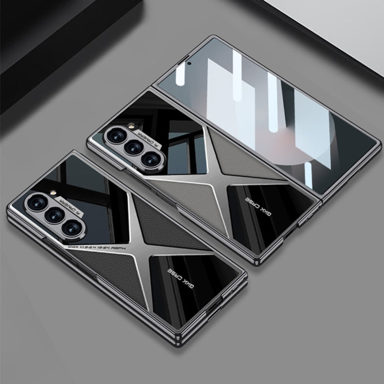 For Samsung Galaxy Z Fold6 GKK Integrated Leather Electroplating Supersonic Speed Shockproof Phone Case(Titanium Gray)