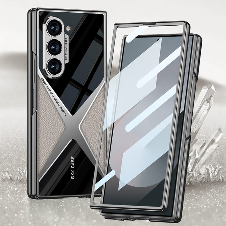 For Samsung Galaxy Z Fold6 GKK Integrated Leather Electroplating Supersonic Speed Shockproof Phone Case(Carbon Fibre)