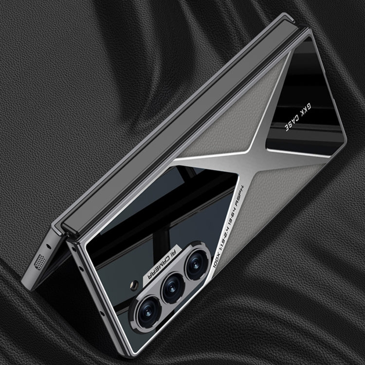 For Samsung Galaxy Z Fold6 GKK Integrated Leather Electroplating Supersonic Speed Shockproof Phone Case(Carbon Fibre)