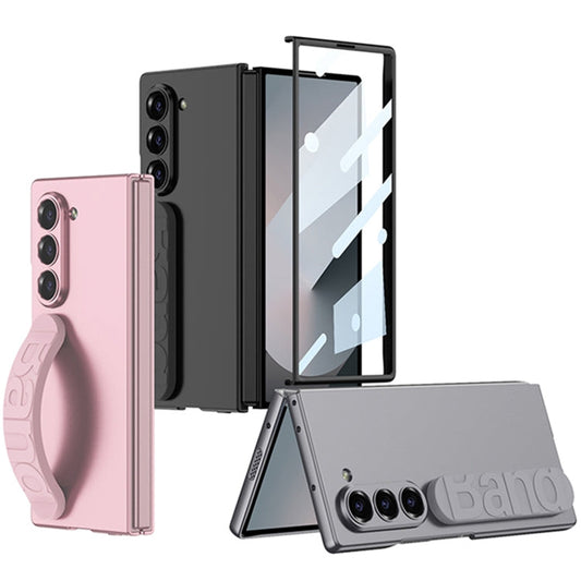 For Samsung Galaxy Z Fold6 GKK Integrated Silicone Wristband Phone Case(Pink)