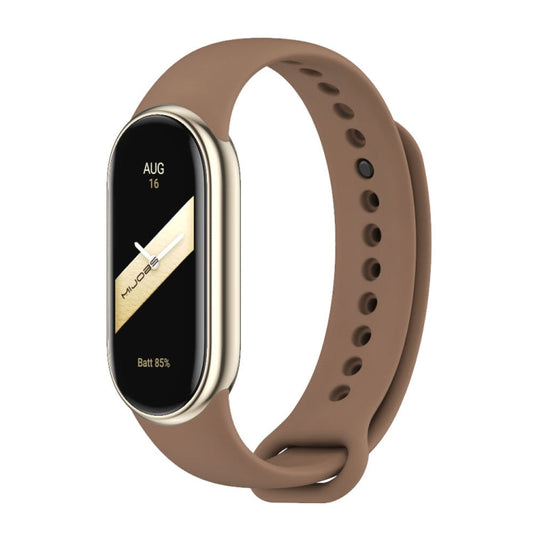 For Xiaomi Smart Band 10 / 9 / 8 MIJOBS Metal Buckle Solid Color Silicone Watch Band(Coffee Color)