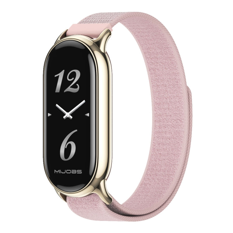 For Xiaomi Smart Band 9 / 8 MIJOBS Nylon Watch Band Wristband(Pink Light Gold)