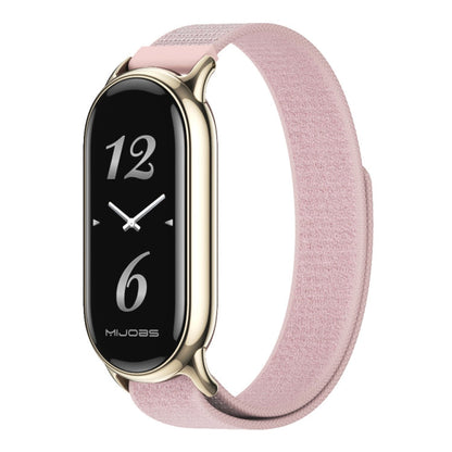 For Xiaomi Smart Band 9 / 8 MIJOBS Nylon Watch Band Wristband(Pink Light Gold)