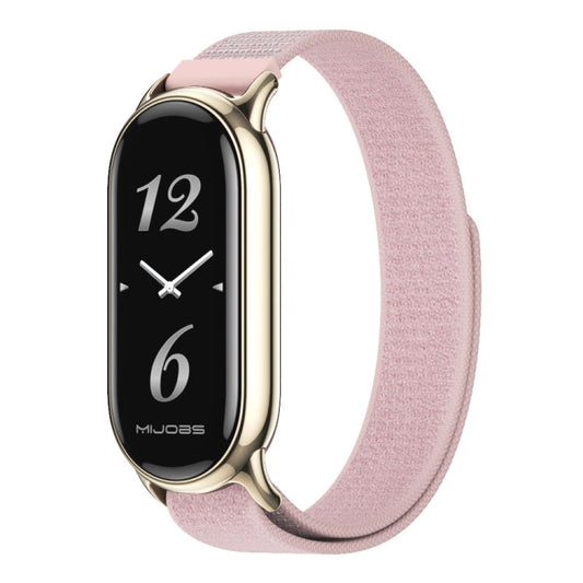 For Xiaomi Smart Band10 / 9 / 8 MIJOBS Nylon Watch Band Wristband(Pink Light Gold)