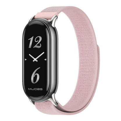 For Xiaomi Smart Band 9 / 8 MIJOBS Nylon Watch Band Wristband(Pink Silver)