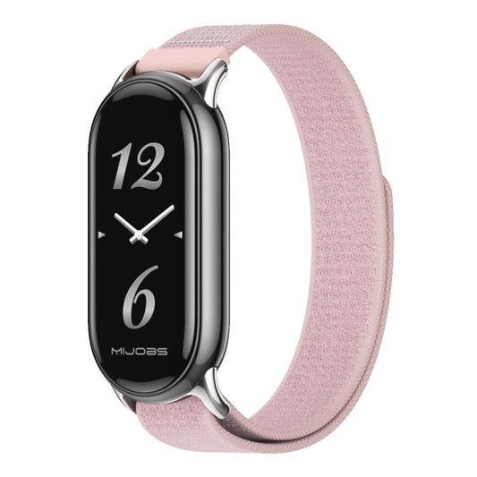For Xiaomi Smart Band10 / 9 / 8 MIJOBS Nylon Watch Band Wristband(Pink Silver)