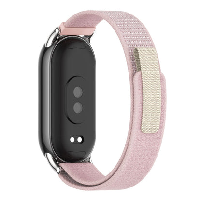 For Xiaomi Smart Band 9 / 8 MIJOBS Nylon Watch Band Wristband(Pink Silver)