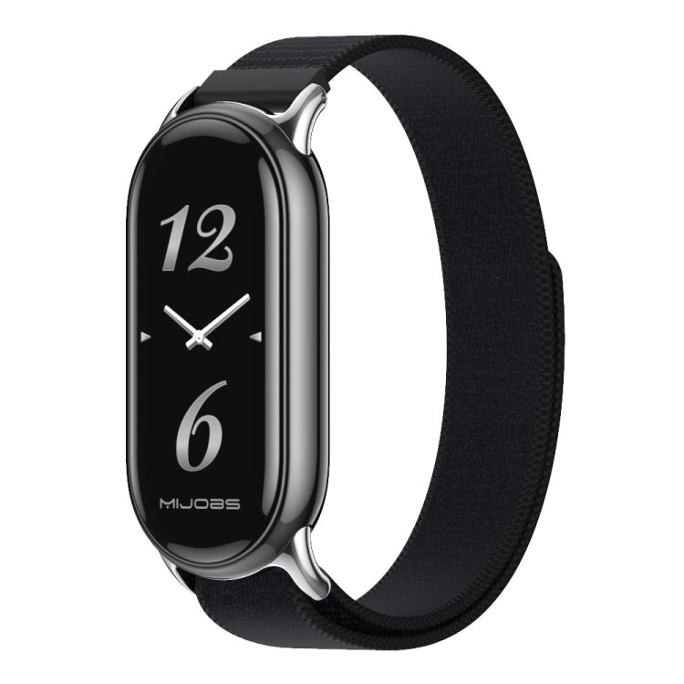For Xiaomi Smart Band 9 / 8 MIJOBS Nylon Watch Band Wristband(Black Silver)