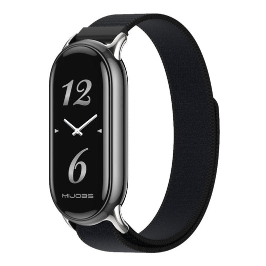 For Xiaomi Smart Band 10 / 9 / 8 MIJOBS Nylon Watch Band Wristband(Black Silver)