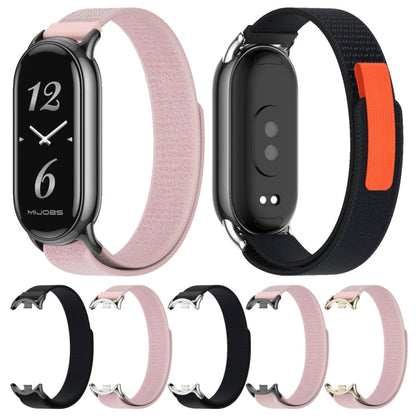 For Xiaomi Smart Band 9 / 8 MIJOBS Nylon Watch Band Wristband(Pink Light Gold)